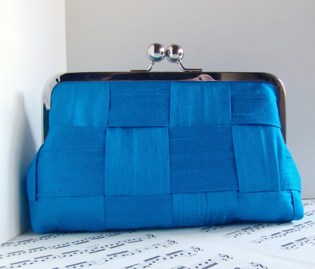 Azure blue clutch purse, Evening bag clutch, Formal purse