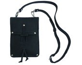 Leather Shoulder Pouch LARGE Satchel, Tote - Charcoal Black