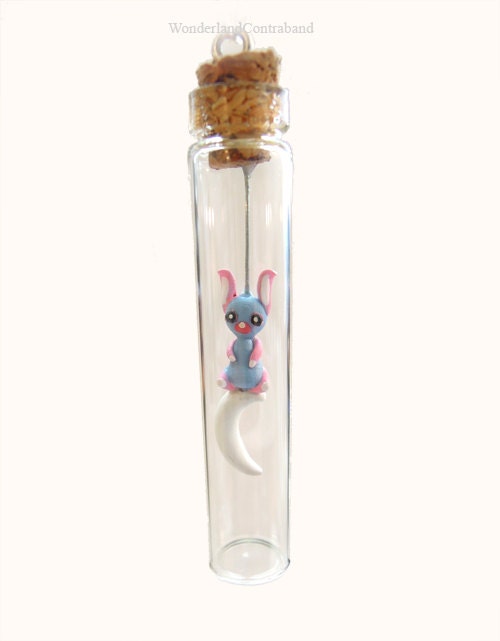 Bunny of the Moon - Bottled Specimen - Miniature Sculpture - Charm Pendant Ornament