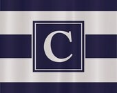 Personalized Shower Curtain navy white