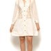 70s Mini Dress Cream Embroidered Flowers Vintage Button Up Shirt Dress Long Sleeve / Boho Hippie / Size S Small