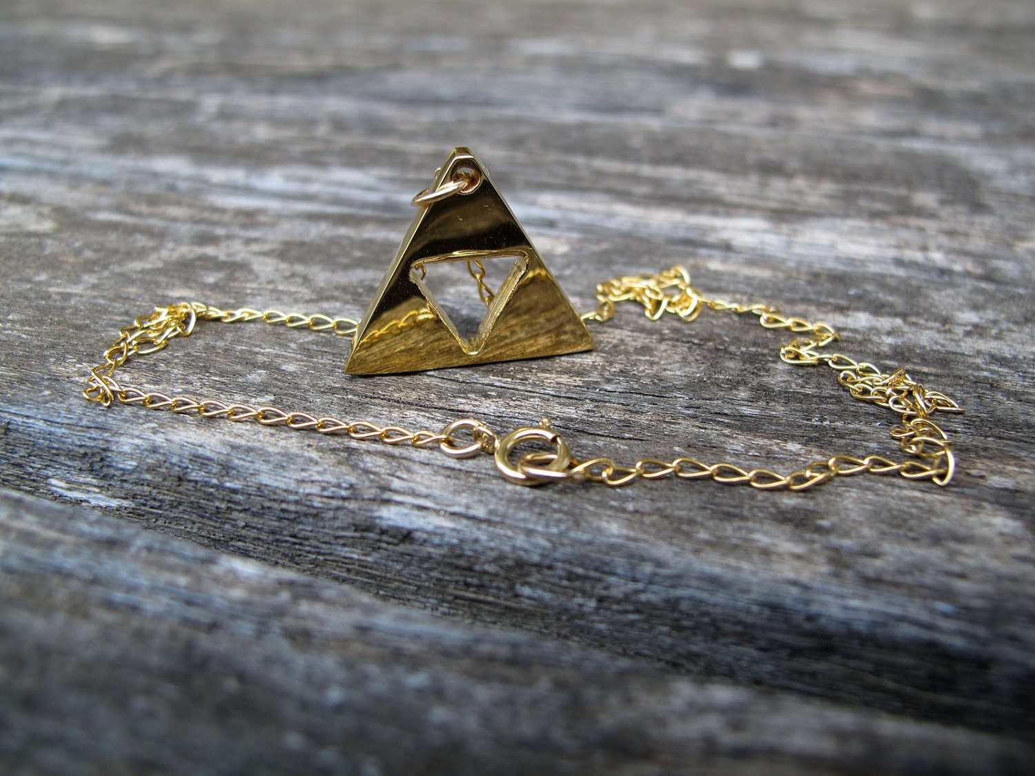 Zelda Triforce GOLD plated Necklace with Gold Filled chain