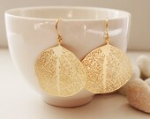 Gold Filigree Leaf Earrings. Nature. Everyday Wear. Gift For Her (SER-37)