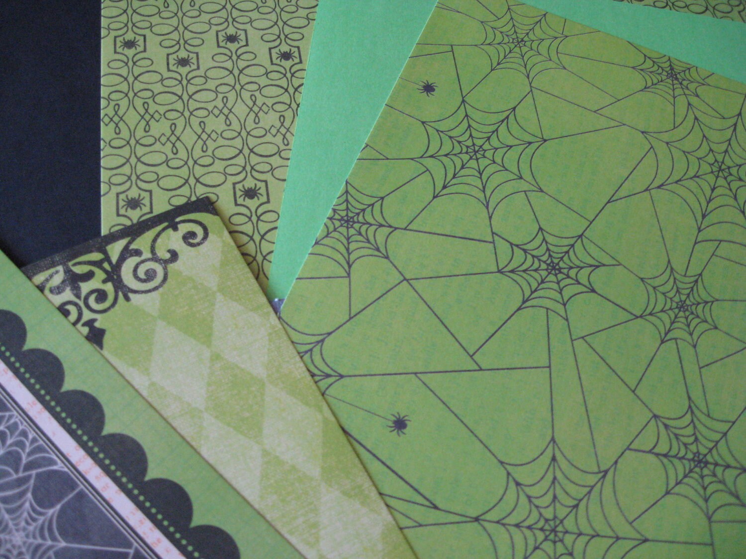 Acid Free Paper 10 sheets of 12 x 12 inch paper  Green Purple Black Scrapbook Craft Paper