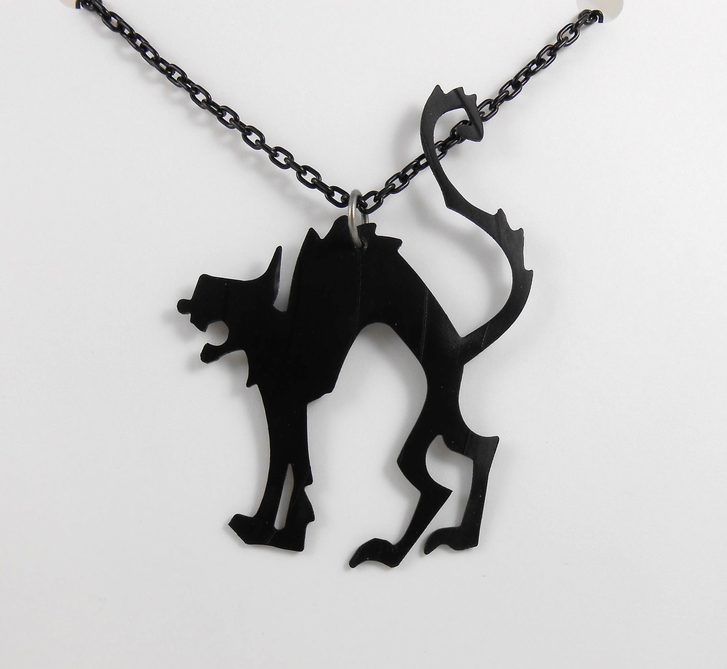 Scary Black Cat Necklace.  LP Vinyl Records - Recycled.  Halloween