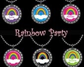 Children Party Favors Personalized Rainbows Pack of SIX Pendant Necklaces or Zipper Pulls