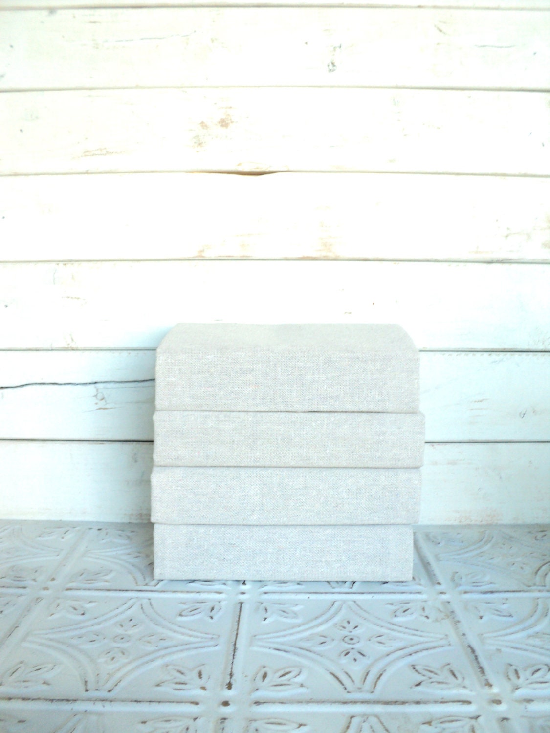 Neutral Books Wedding Decorative Book Bundle Photography Props White Table Decor Canvas, Burlap, Beige, Natural, Cream