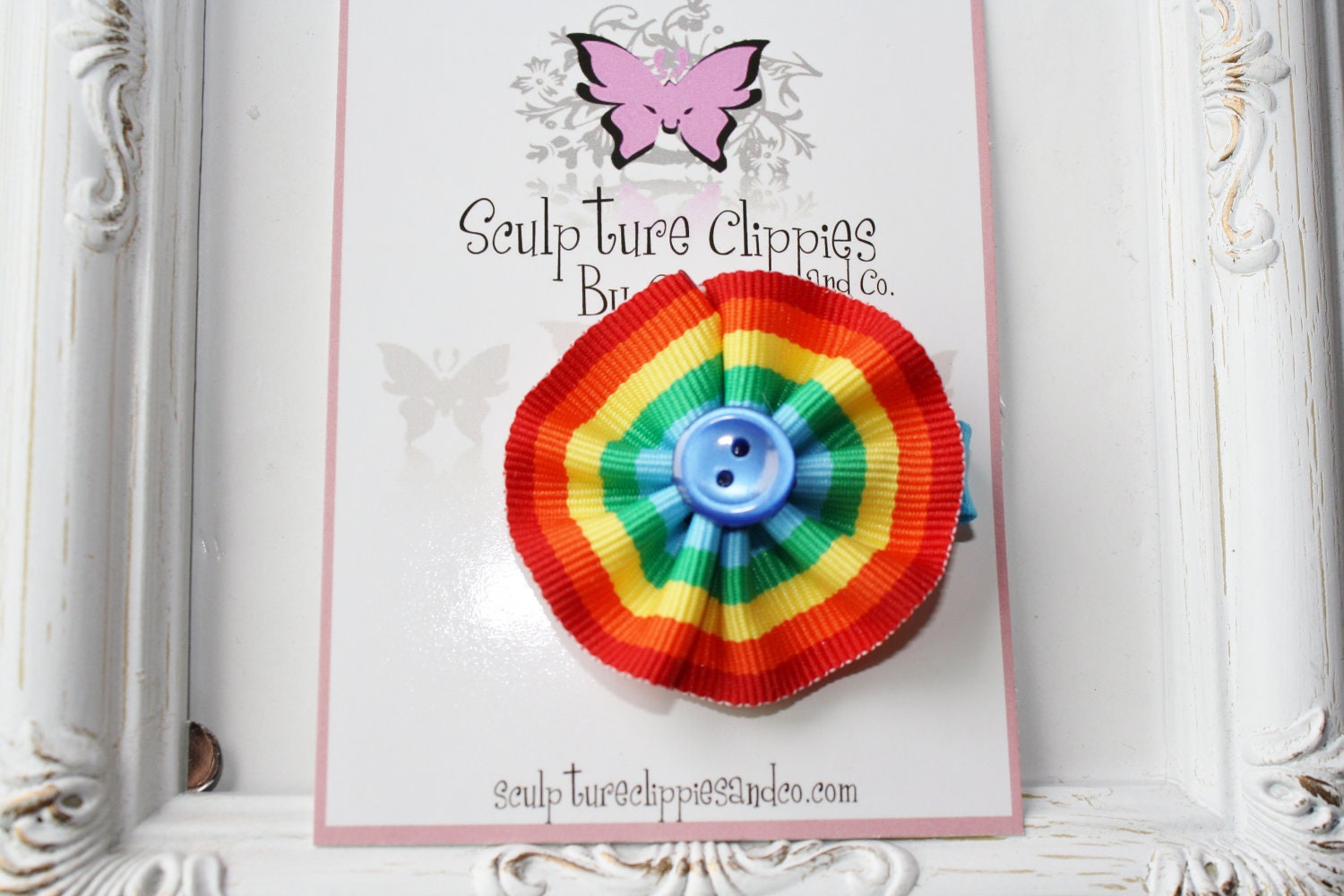 Yo Yo Rainbow Flower Ribbon Sculpture Hair Bow. Yo Yo Flower Ribbon Sculpture Hair Clip. Free Ship Promo.