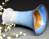 Flared Flower Vase Pottery Blue White C