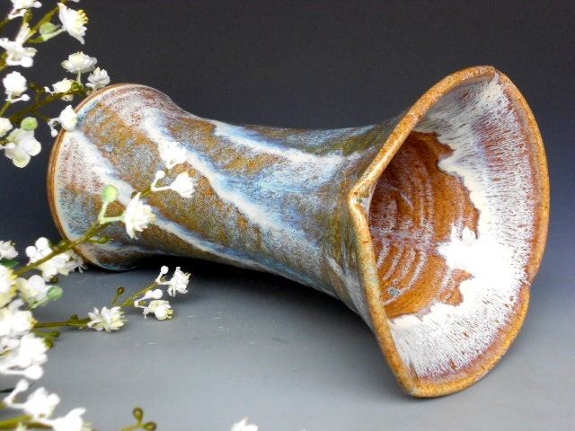 Flared Flower Vase Pottery Speckled Stone B