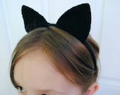 Wool Felt Black Cat Plush Ears Headband