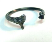 Oxidized sterling SILVER adjustable rat and snake bone ring customizable