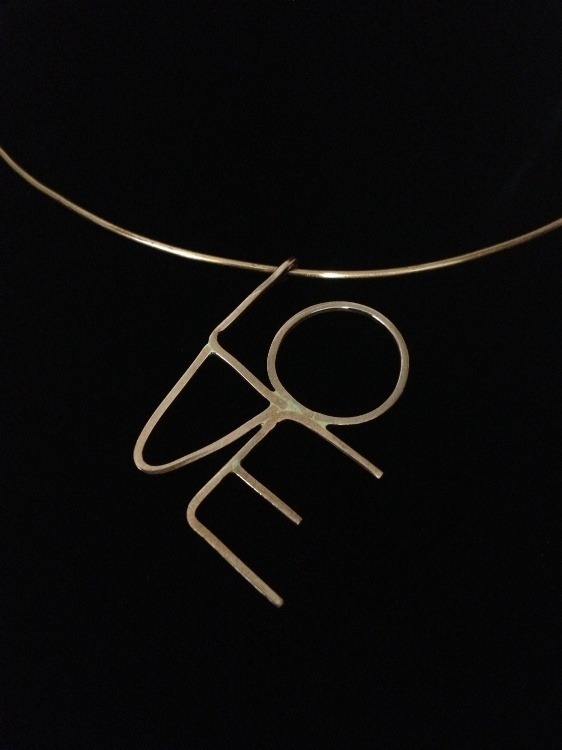 Copper LOVE Necklace - Handmade Reiki Infused Pendant on a Copper Hoop