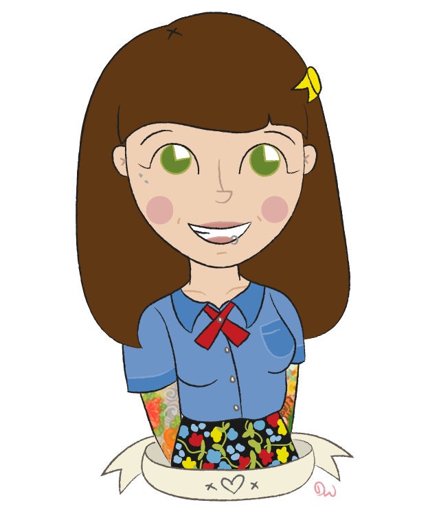 Cute custom portrait illustration. (Digital file only)