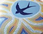 A Blue Swallow Painted Dot Rock