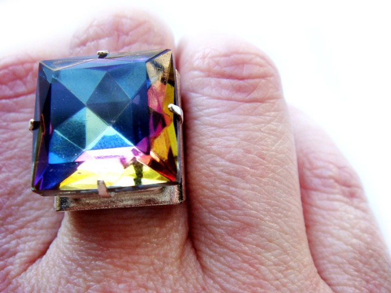 Swarovski Crystal Ring Rainbow Bling Ring