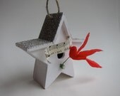 Red Bird Star House Ornament - Christmas Tree - Decoration - Hostess Gift - Stocking Stuffer
