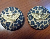 Goddess Isis Leopard Print Button Earrings