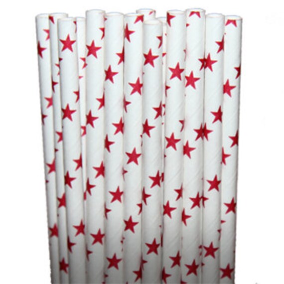 Star Red Party Paper Straws - Cake Pop Sticks - Pixie Sticks - Qty 25 Il_570xn