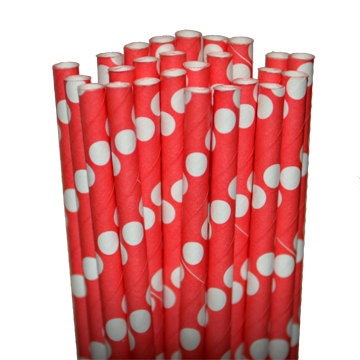 Dot Red/White Party Paper Straws - Cake Pop Sticks - Pixie Sticks - Qty 25 Il_570xn