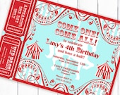 Circus Invitation Carnival Invitation Carousel Invitation with Tickets - As Seen On AMY ATLAS - Aqua and Red - Gwynn Wasson PRINTABLES