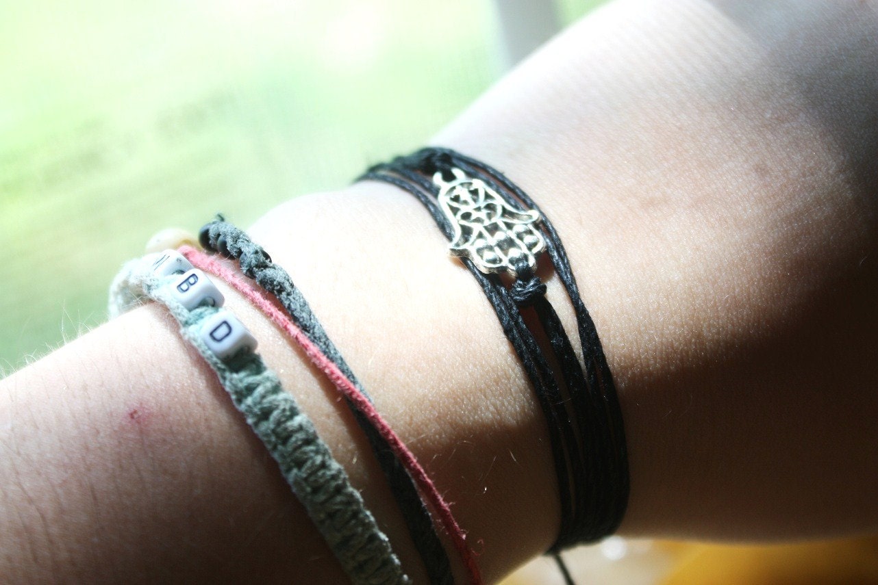 Tibetan Silver Hamsa Hand Charm Bracelet Wraps - Khamsa - in Silver Men & Women - Unisex Wraps