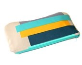 teal clutch / spring and summer fashion / bridesmaid / home decor designer fabric / teal gold  navy / cosmetic bag