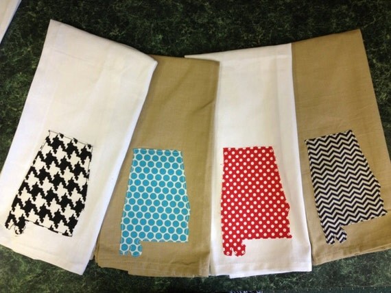 Alabama state raggy applique kitchen towels