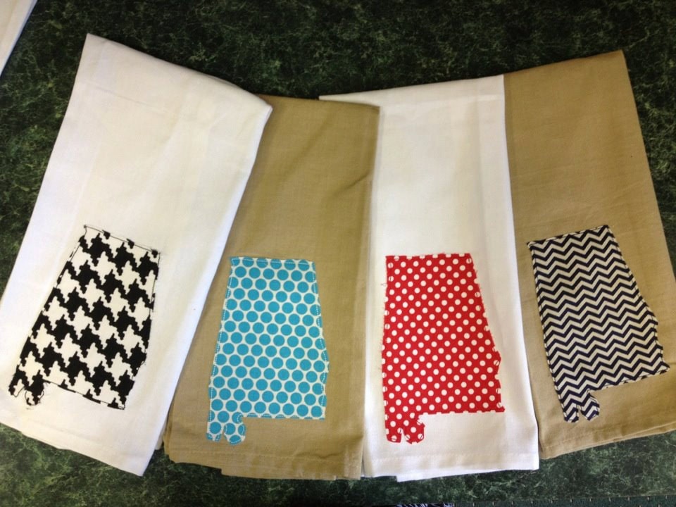 Alabama state raggy applique kitchen towels