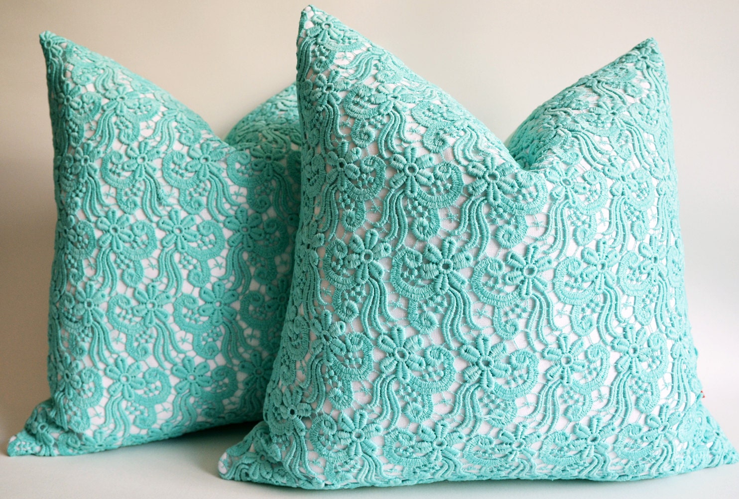 Sukan / 1 Piece Blue Green Lace Pillow Covers Pillow Cover Decorative Pillows, Throw Pillow Covers - 18x18 inch
