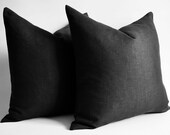 Sukan / 1 piece Black Linen Pillow Covers  Decorative Throw Pillows Covers Accent Throw Pillow Covers 24 x 24 Inches