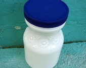 milk glass juice container with lid -- refigerator bottle