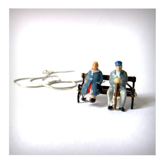 The Park Bench - Miniature Necklace - Sterling Silver Chain - Frank & Frannie