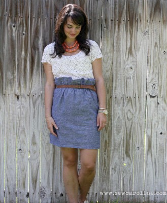 coral wooden bib necklace with cream cotton jersey