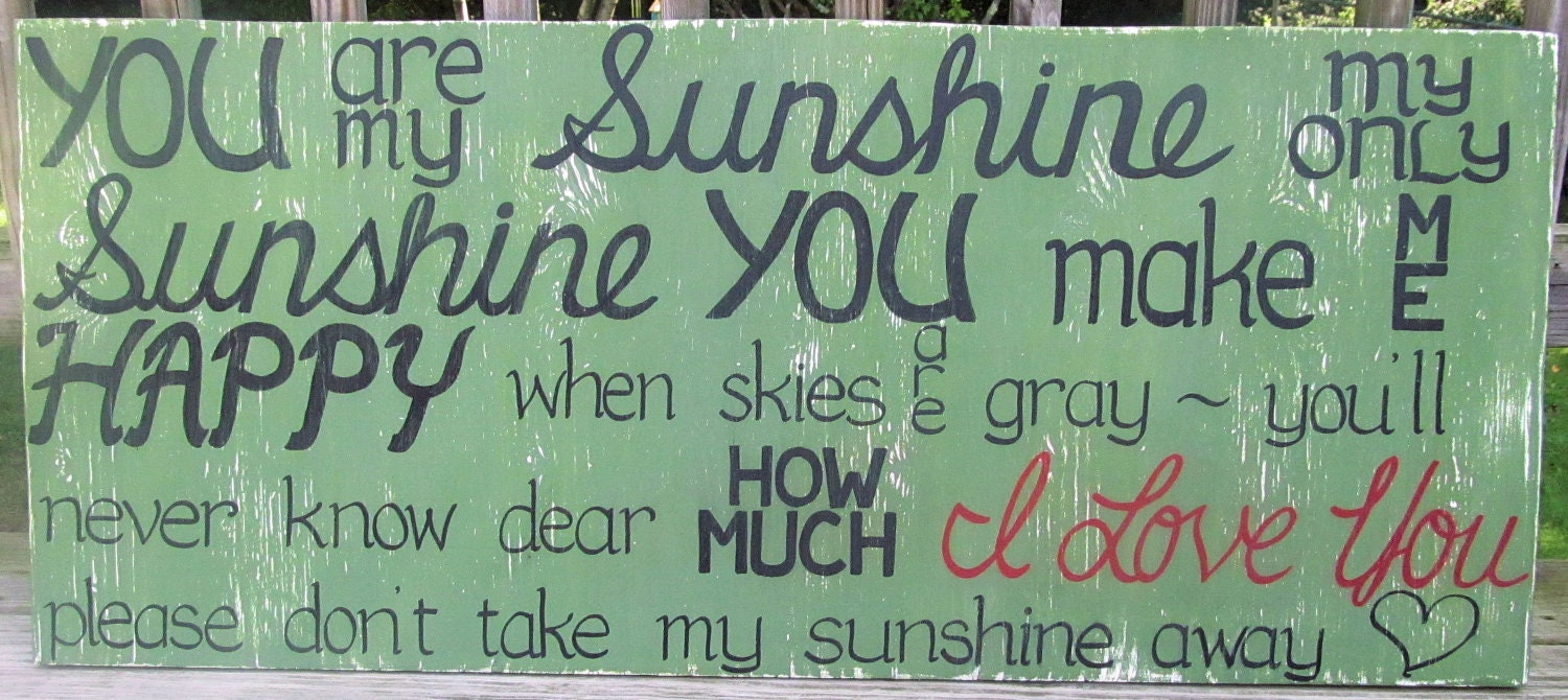You are my Sunshine SIGN Subway Distressed Olive Green Handmade Hand-painted Wooden 18x42 WHAGN Made to Order