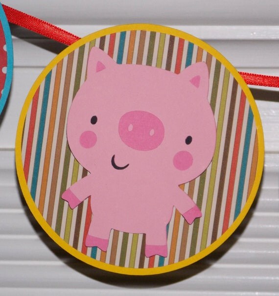 Barnyard Buddies 1st Birthday High Chair Banner ... includes 2 die cuts ... MADE TO ORDER ... primary colors ... adjustable Il_570xn