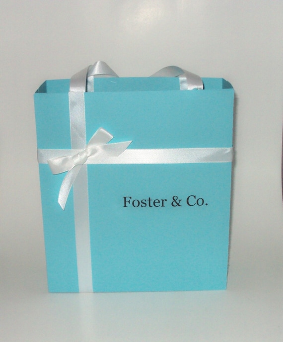 Set of 5 EXTRA LARGE Personalized Tiffany Blue Gift Bags Favor Boxes Other Colors Available
