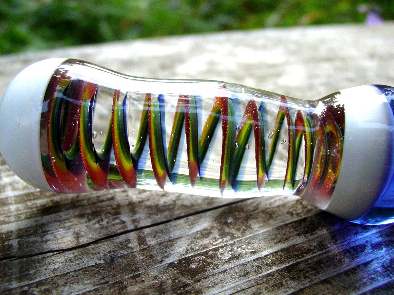 MATURE Rainbow Twist glass sex toy dildo