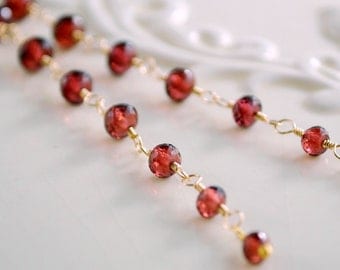 Garnet Shoulder Duster Earrings Extra Long Dangle AAA Red Gemstone January Birthstone Wire Wrapped Gold Jewelry Complimentary Shipping