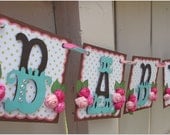 Handmade Banner - Custom made - GO GREEN - Name Banner Happy Birthday Baby Shower Bridal Shower Garden Flower Polka Dot Banner