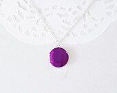 20% SALE - Mother's Personalized Enamel Locket - Violet Purple Photo Pendent Necklace