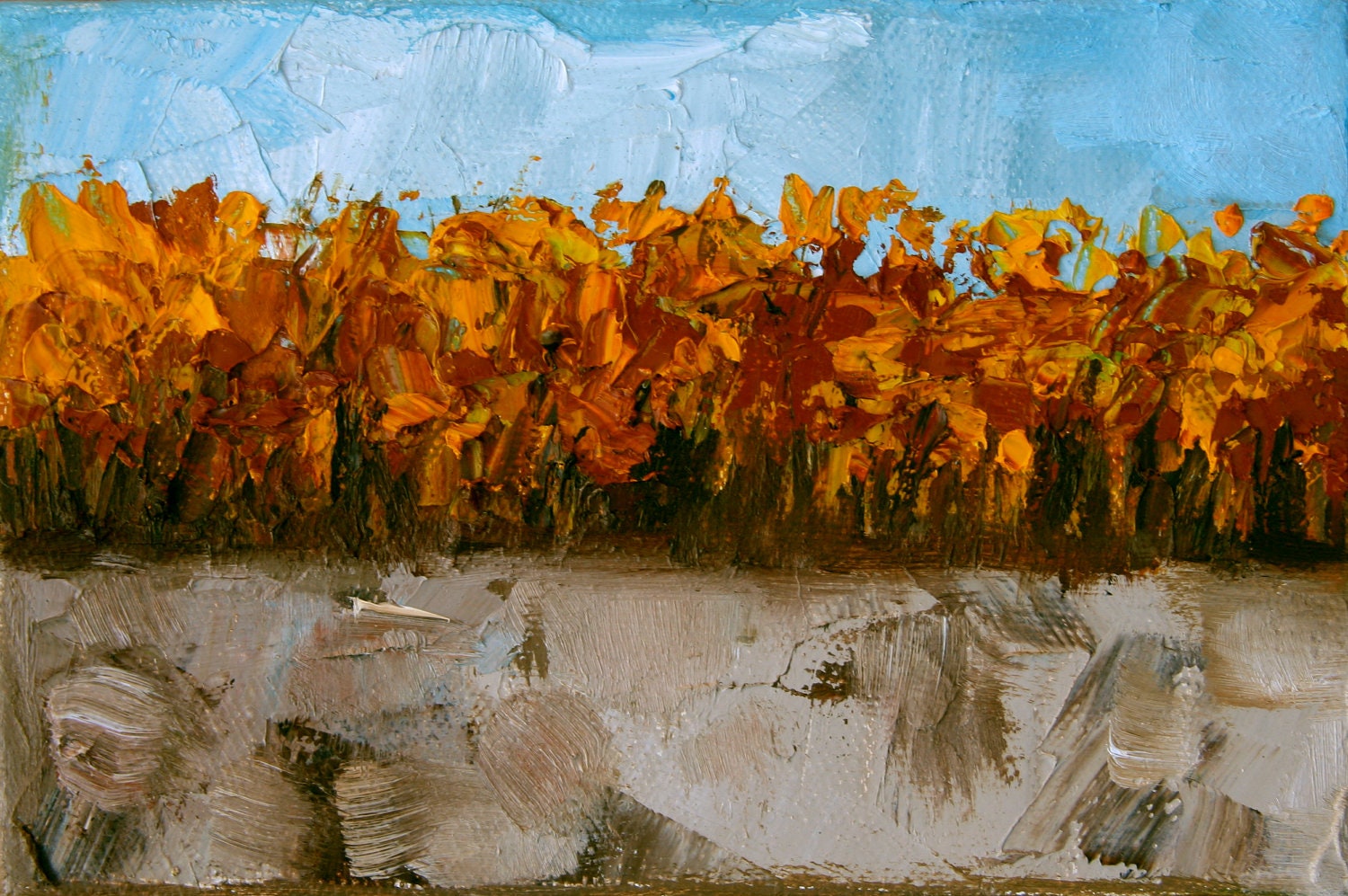 Last Fall, 4"x6" oil painting