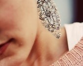 OLIVIA - Antique White Painted Filigree ANTHROPOLOGIE Style Large Dangle Earrings - Bridesmaid Gift, Stocking Stuffer, Family Pictures