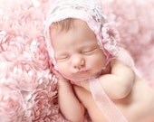 SALE - Leighton Heritage Newborn Posing Photography Prop Perfect Bean Bag Basket Stuffer Rose Fabric Backdrop Fluttery Layering (Soft Pink)