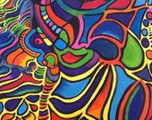 DingerDoodle Handpainted Floorcloth-- a Painting You Put on the Floor