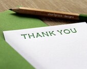 letterpress flat notecards (set of 10) - green thank you