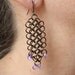 Chain Maille Earrings Euro 4 in 1 Dangle Gunmetal Purple Beads