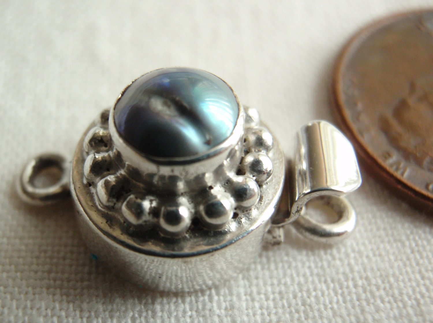 Sterling Silver Box Clasp Small Round Freshwater Pearl
