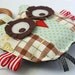 Stanley the Patchwork Owl Crinkle Toy comes with Detachable Organic Wood Teething Ring- Great Baby Boy Gift