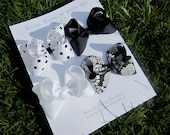 SALE: Large 4" Hair Bow Set - Black and White